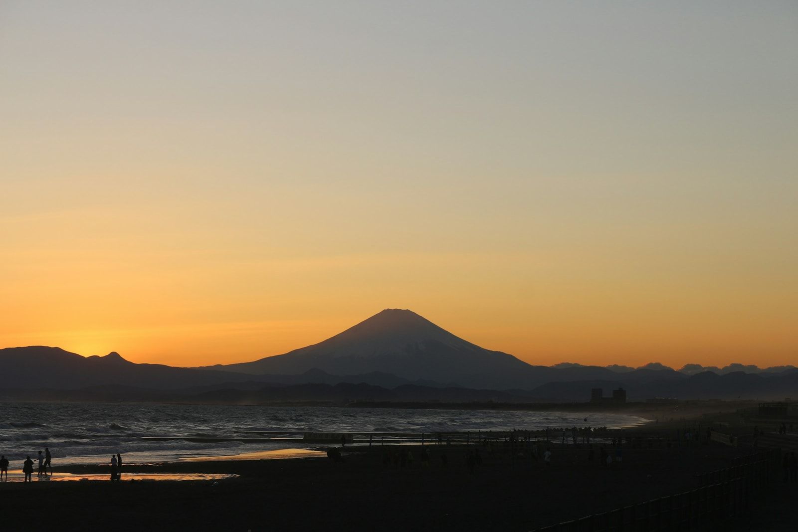 Sunset and Mt. Fuji seen from Enoshima